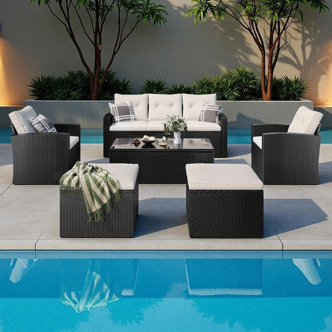 Rosario 6 Piece Outdoor Conversation Set All Weather Wicker Sectional Sofa