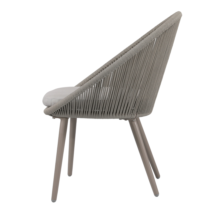 Yawl Outdoor Patio Seating Set 2 Chairs and 1 Table Set (Grey) Braided & Rope