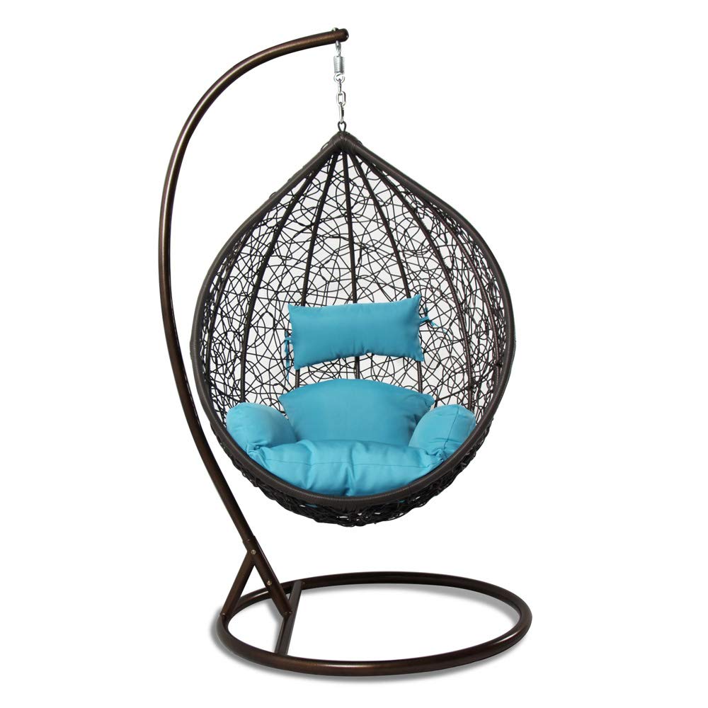 Celestino Single Seater Hanging Swing With Stand For Balcony , Garden Swing (Black)