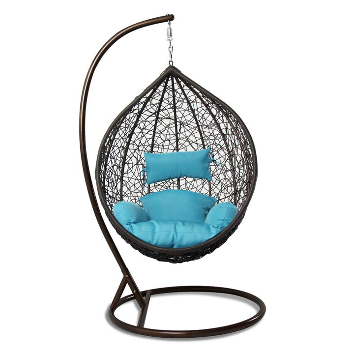 Celestino Single Seater Hanging Swing With Stand For Balcony , Garden Swing (Black)