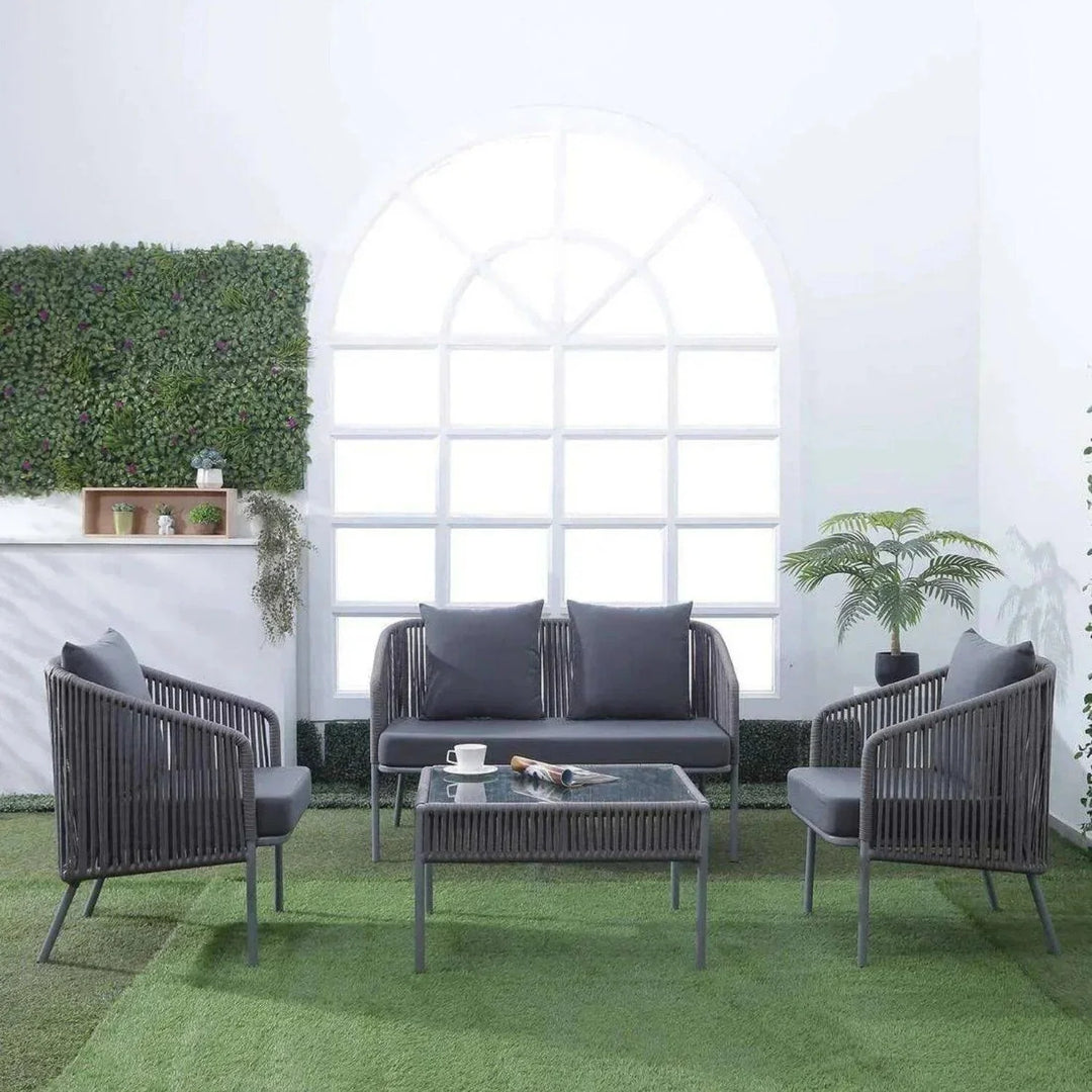 Falguni Outdoor 4 Piece Modern Woven Rope Sofa Set