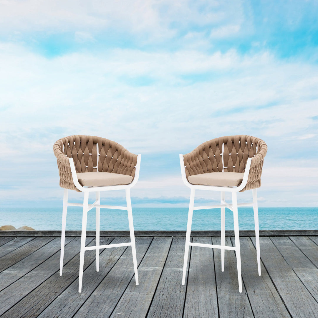 Ece Outdoor Patio Bar Chair 2 Chairs For Balcony Braided & Rope