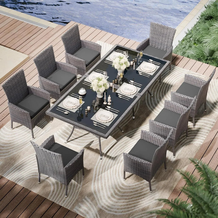 Hansika 10-Piece Outdoor Patio Rattan Dining Set