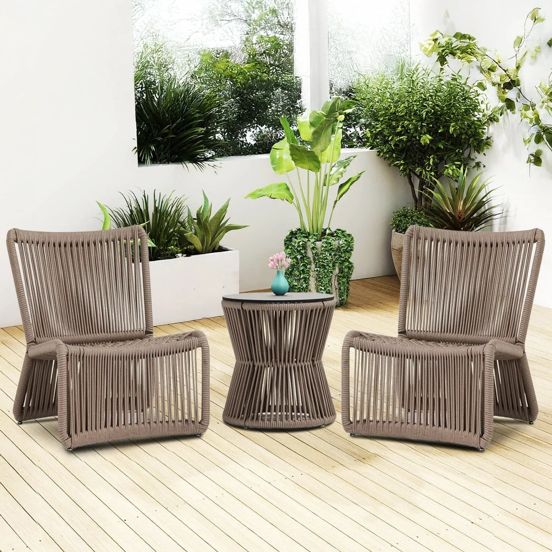 Liliana 3-Piece Outdoor Beige Rope Patio Set