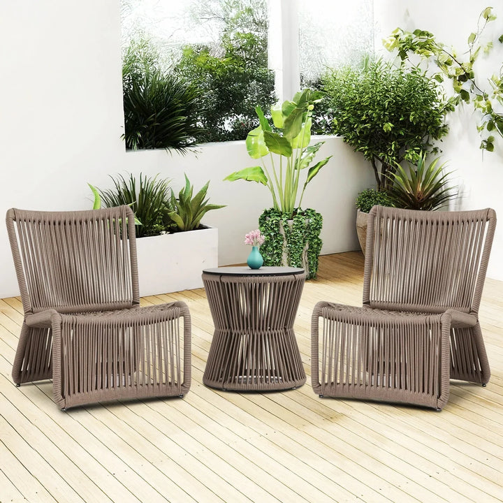 Liliana 3-Piece Outdoor Beige Rope Patio Set