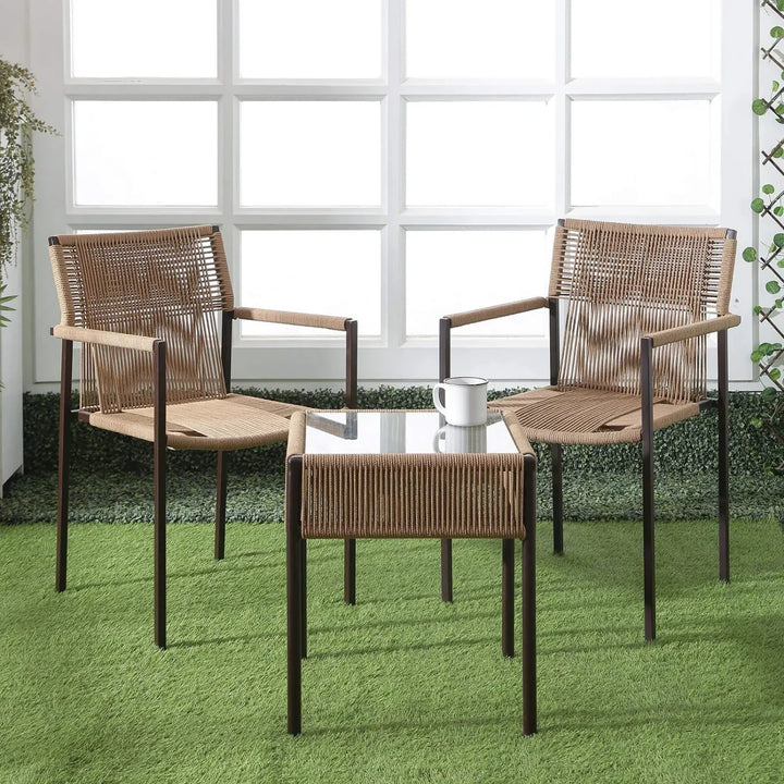 Indigo Outdoor Rope 3-Piece Patio Set (Beige)