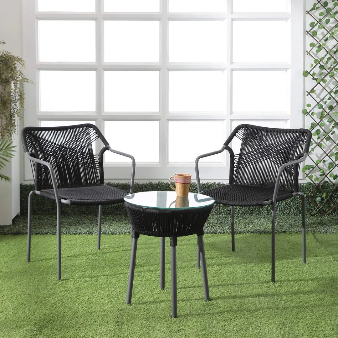 Evelina 3-Piece Outdoor Grey Rope Patio Set