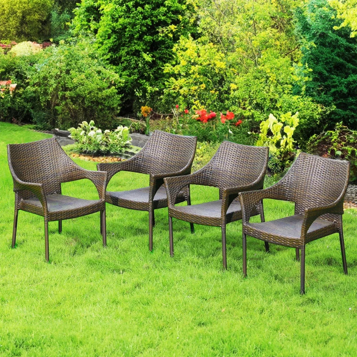 Mariama Outdoor Rattan Wicker Patio Dining Chairs