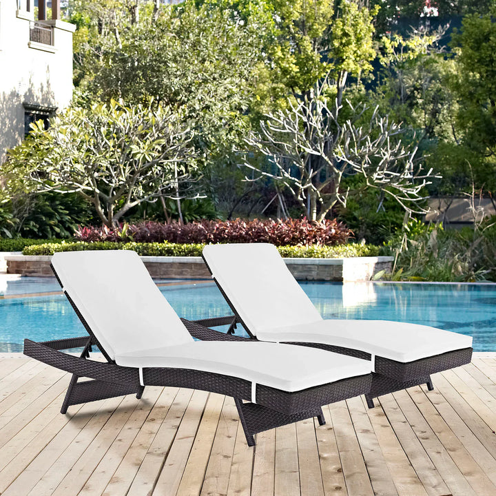 Evita Outdoor Swimming Poolside Lounger Set of 2  (Brown)