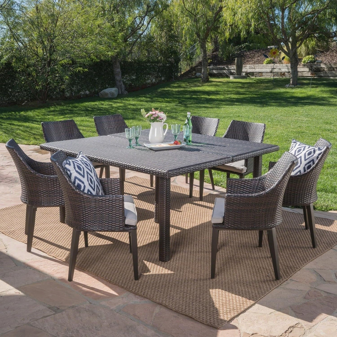 Thembi 9-Piece Outdoor Rattan Wicker Square Dining Set