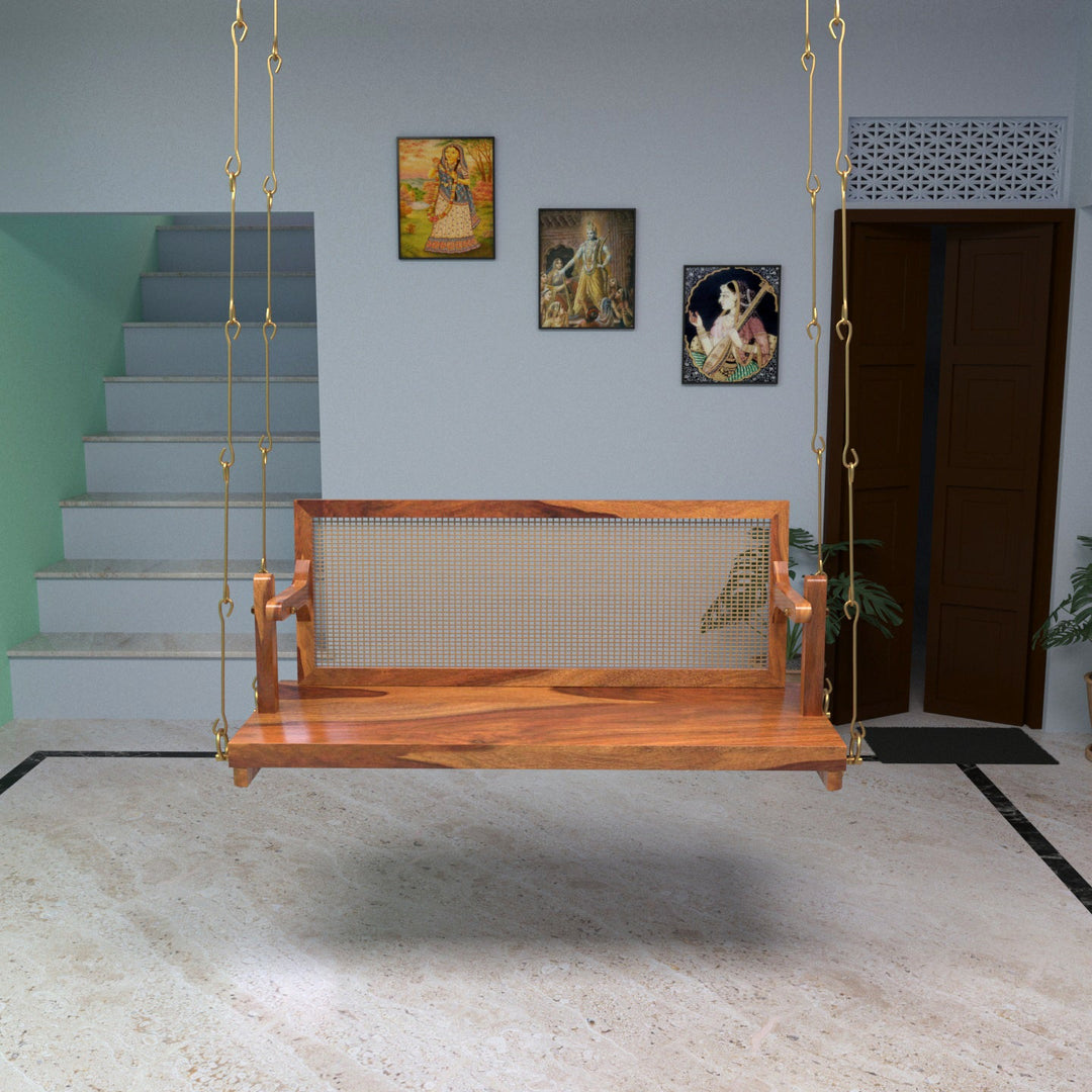 Anaya Adorable Thin Cane Reversible Handmade Wooden Swing for Home