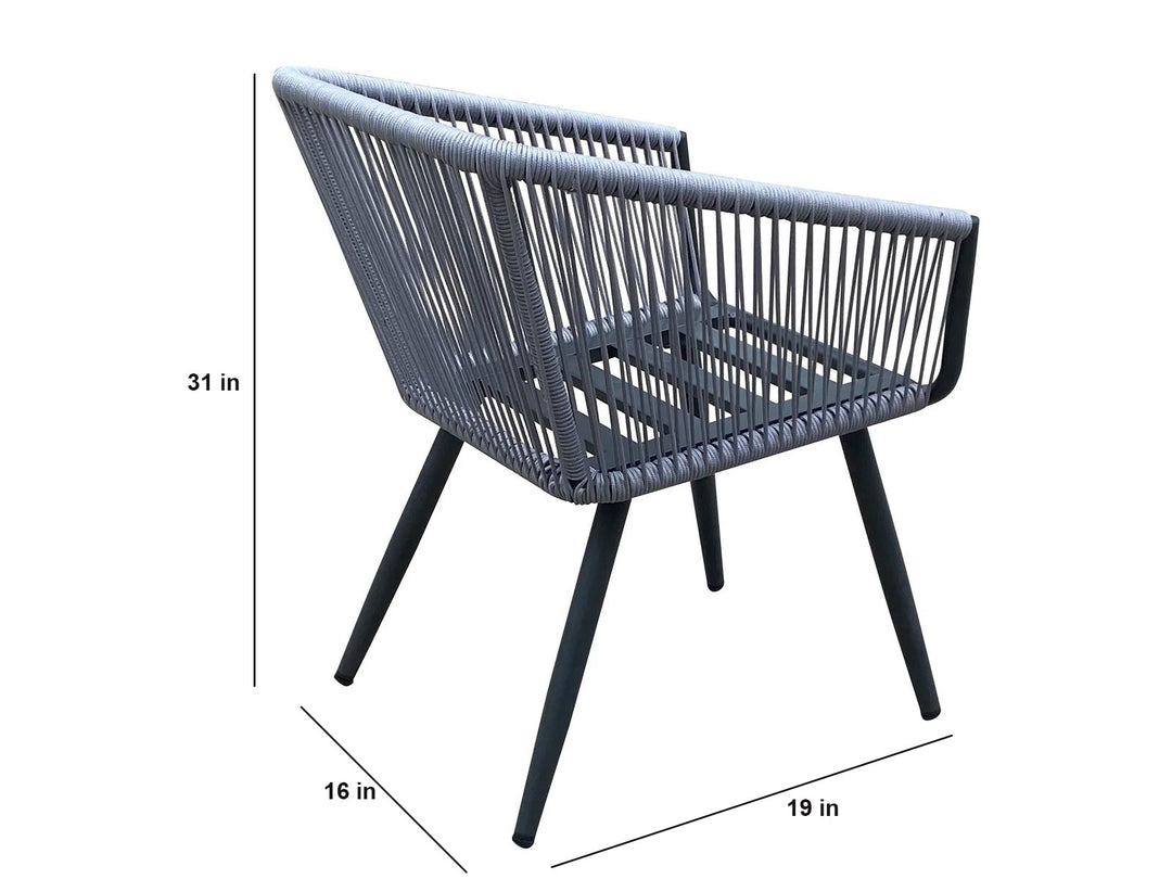 Zingel Outdoor Patio Seating Set 2 Chairs and 1 Table Set (Grey) Braided & Rope