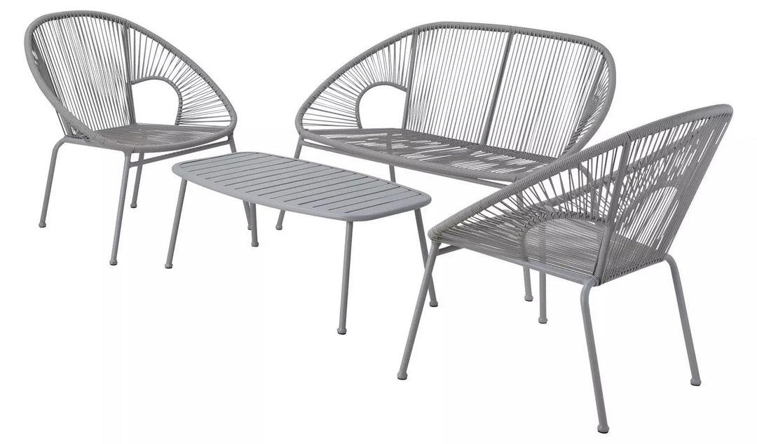Bifur Outdoor Garden Balcony Sofa Set 2 Seater, 2 Single seater and 1 Center Table Set (Gray)