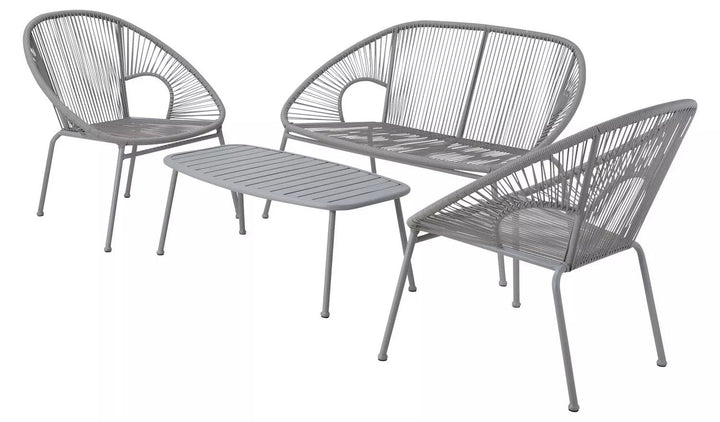 Bifur Outdoor Garden Balcony Sofa Set 2 Seater, 2 Single seater and 1 Center Table Set (Gray)