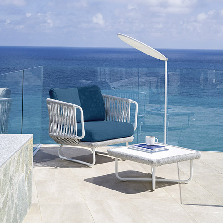 Astoir Outdoor Garden Balcony Sofa Set 3 Seater , 2 Single Seater and 1 Center Table Set Braid & Rope (Grey-Blue)