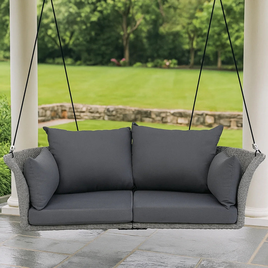 Chidinma Outdoor Rattan Wicker Hanging Swing Chair with Cushion