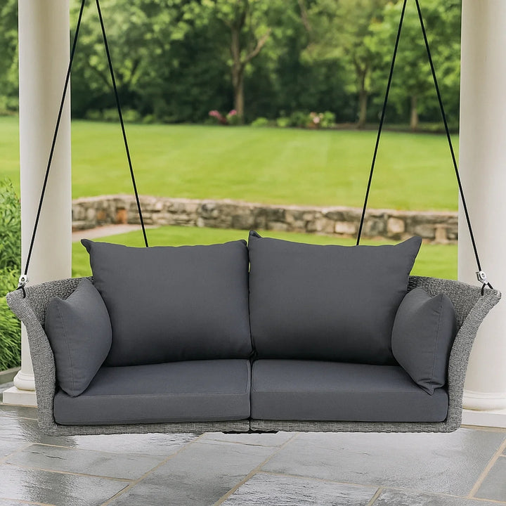 Chidinma Outdoor Rattan Wicker Hanging Swing Chair with Cushion