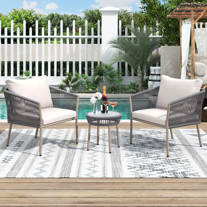 Ruqayyah 3-Piece Rope Patio Set - Perfect for Outdoor