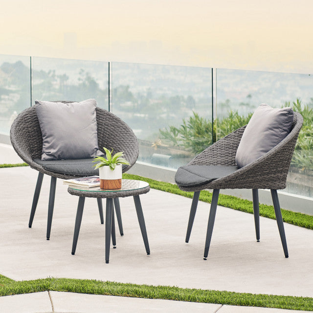 Cindy Outdoor Patio Seating Set 2 Chairs and 1 Table Set (Grey)