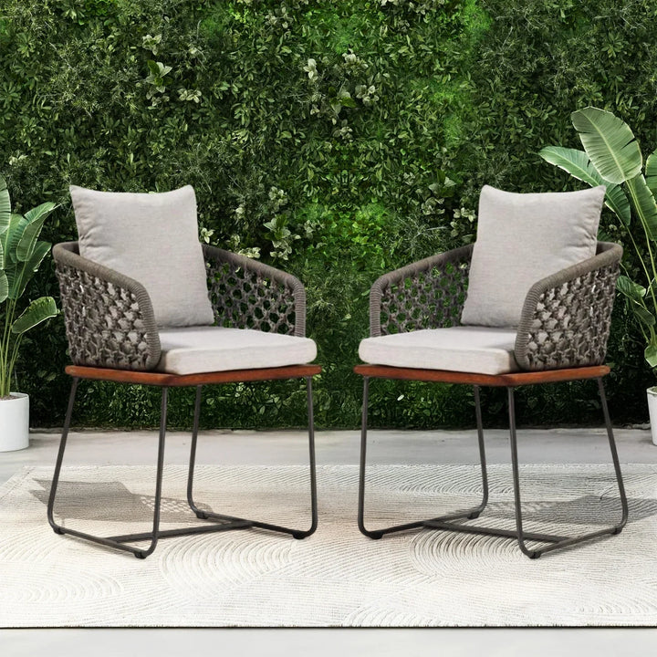 Grillo Outdoor Patio Seating Set 2 Chairs Set Braid & Rope(Grey)