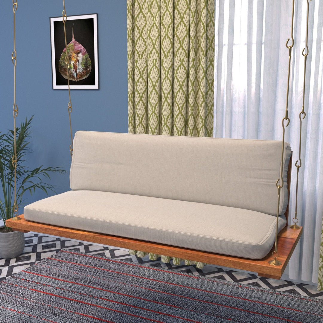 Ahana Sweden Soft Touch Upholstery Wooden Swing for Home