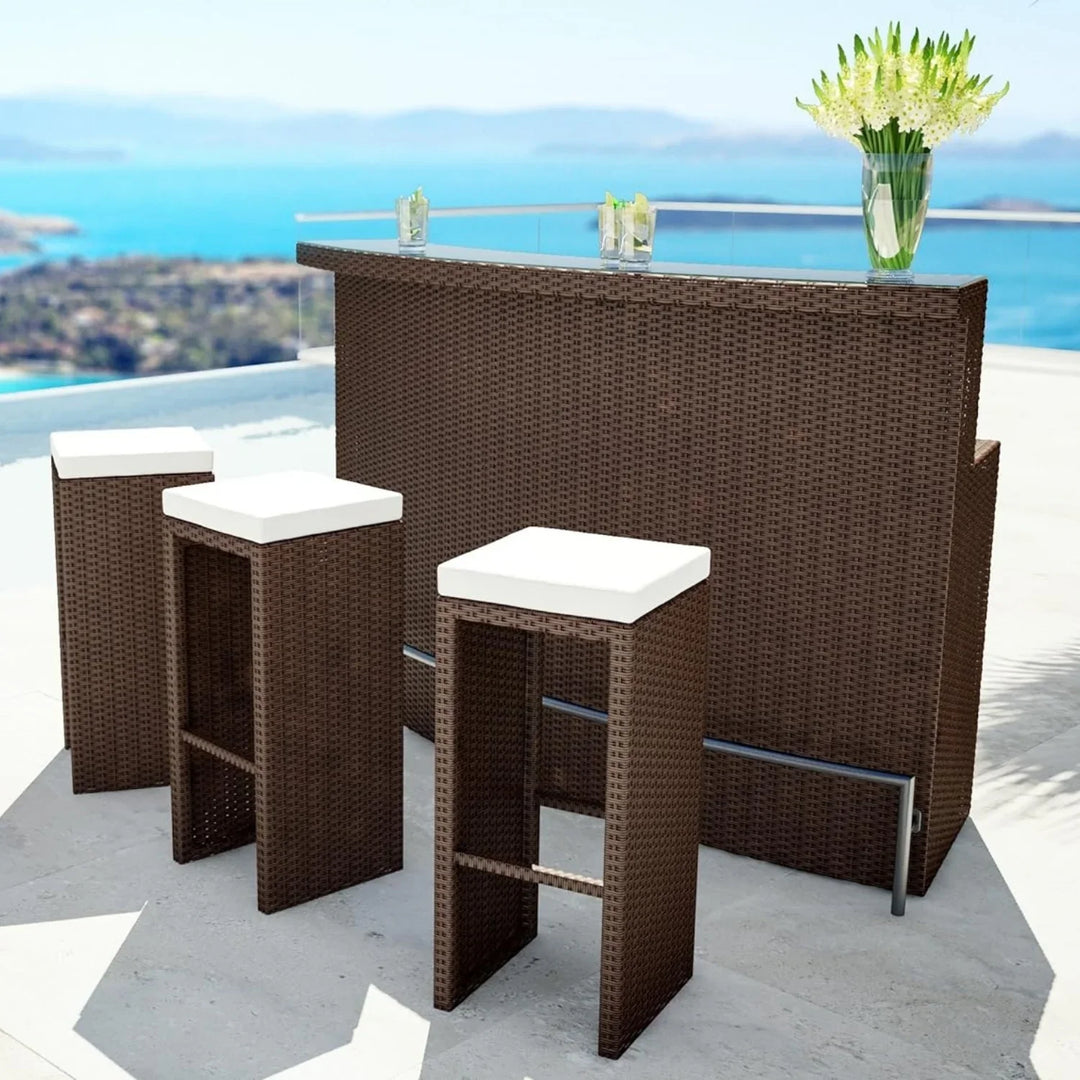 Maren 3-Seater Outdoor Rattan Wicker Bar Set