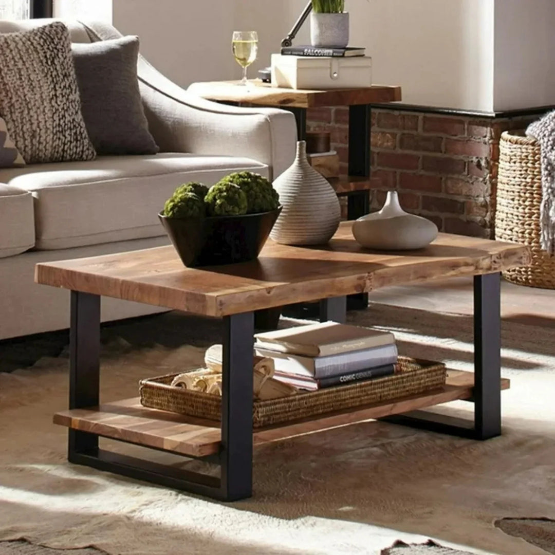 Samira 2-Tier Natural Wood Top Center Table