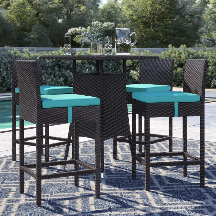 Volta Outdoor Patio Bar Sets 4 Chairs and 1 Table (Dark Brown)