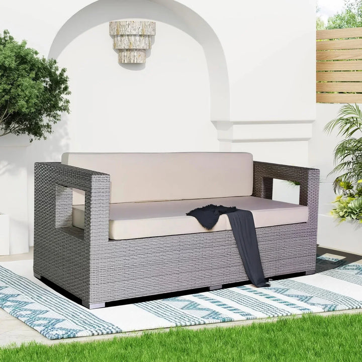 Zuleikha 3-Seater Outdoor Rattan Wicker Patio Sofa