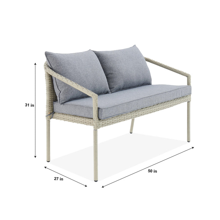 Coven Outdoor Garden Balcony Sofa Set 2 Seater, 2 Single seater and 1 Center Table Set (Cream)