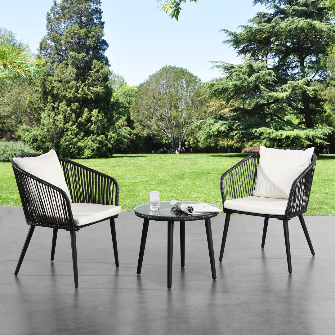 Feeds Outdoor Patio Seating Set 2 Chairs and 1 Table Set (Black)