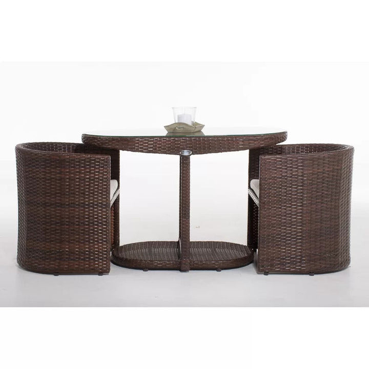Dotcal Outdoor Patio Seating Set 2 Chairs and 1 Table Set (Brown)