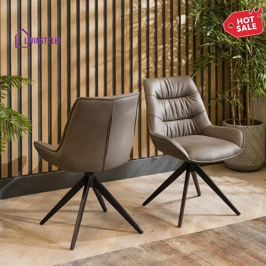 2 Dune Faux Leather Dining Chairs Grey