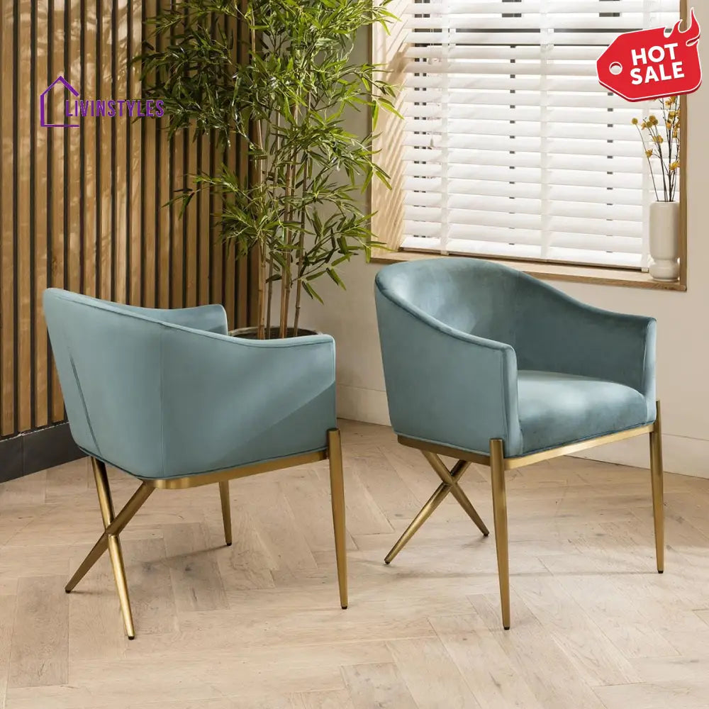 2 Shimmer Velvet Carver Dining Chairs Teal