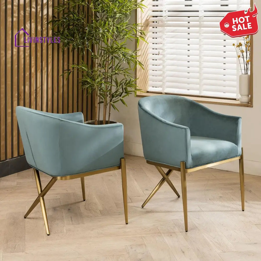 2 Shimmer Velvet Carver Dining Chairs Teal