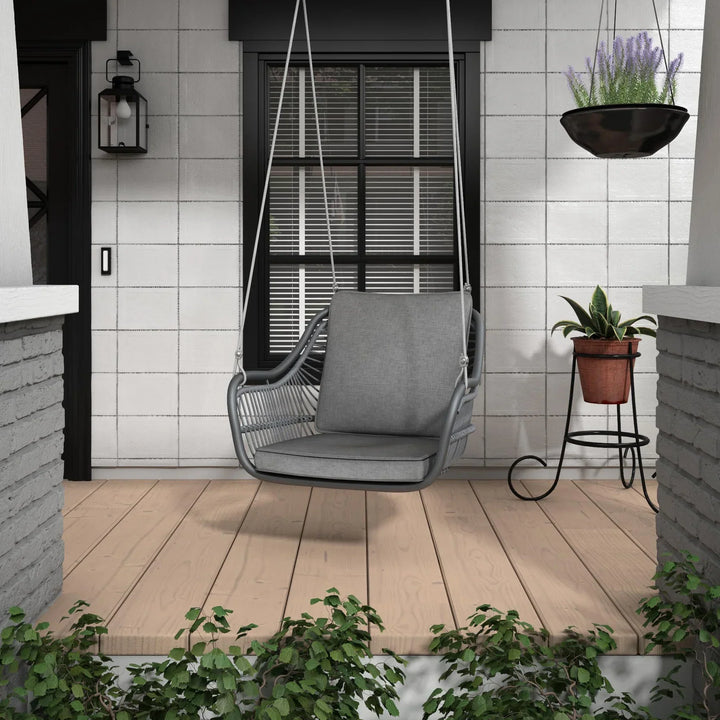 Felice Single Seater Hanging Swing Without Stand For Balcony , Garden Swing (Grey)