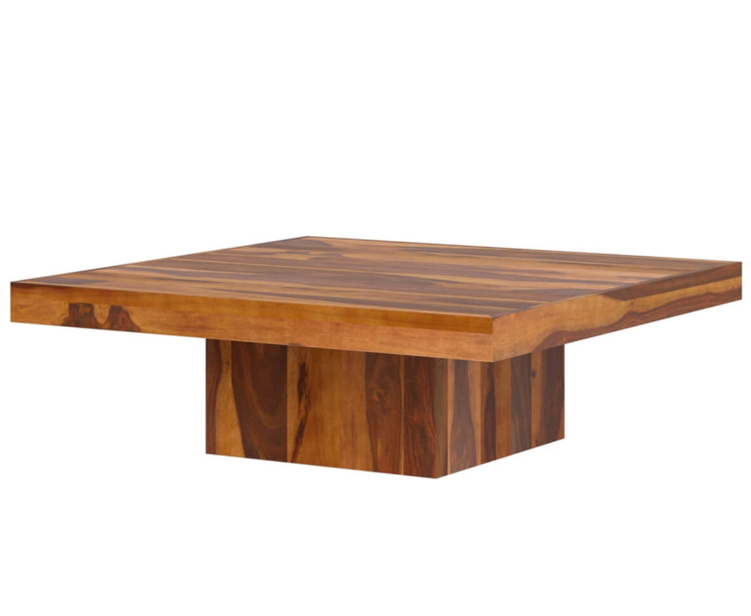 Aakriti Rustic Sheesham Solid Wood Large Square Pedestal Coffee Table