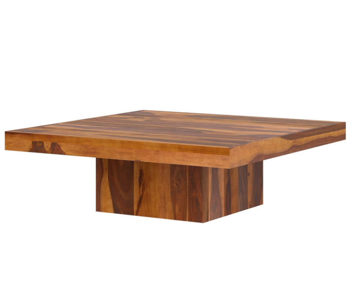 Aakriti Rustic Sheesham Solid Wood Large Square Pedestal Coffee Table