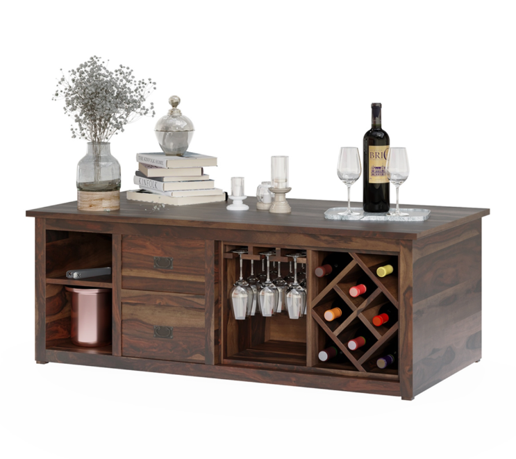 Kanchan Multi Purpose Solid Wood Wine Storage Coffee Table