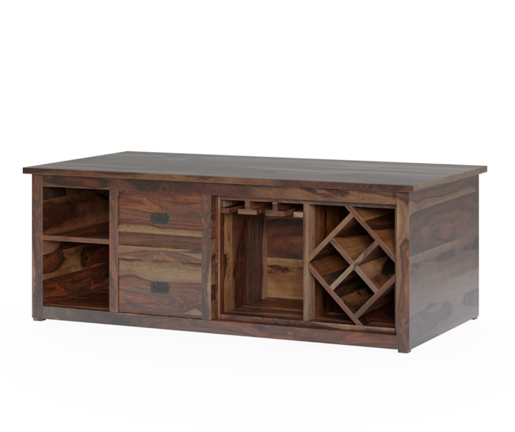 Kanchan Multi Purpose Solid Wood Wine Storage Coffee Table