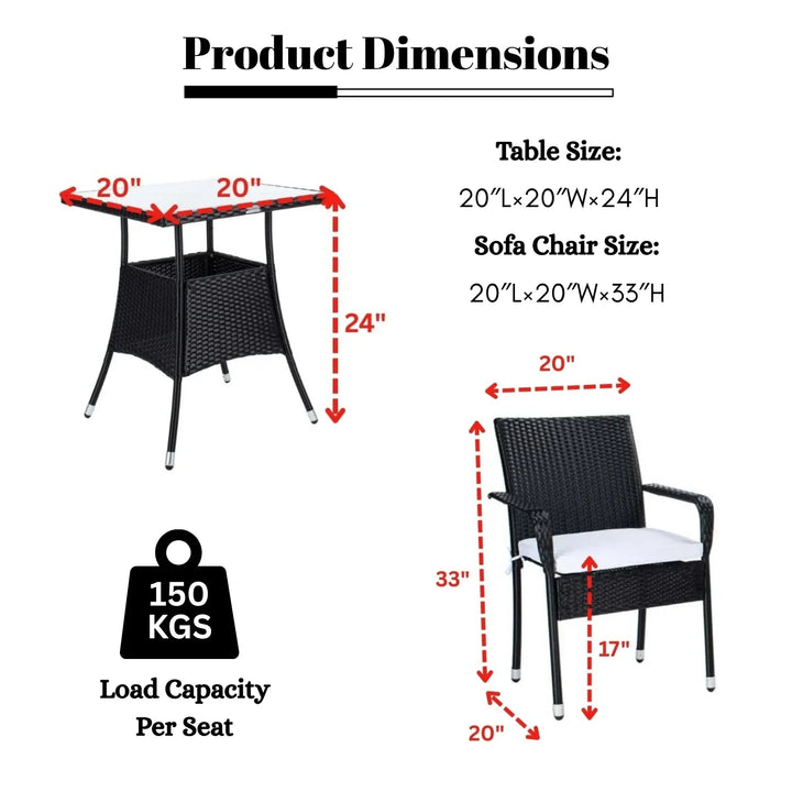 Sana 3-Piece Outdoor Rattan Wicker Patio Set