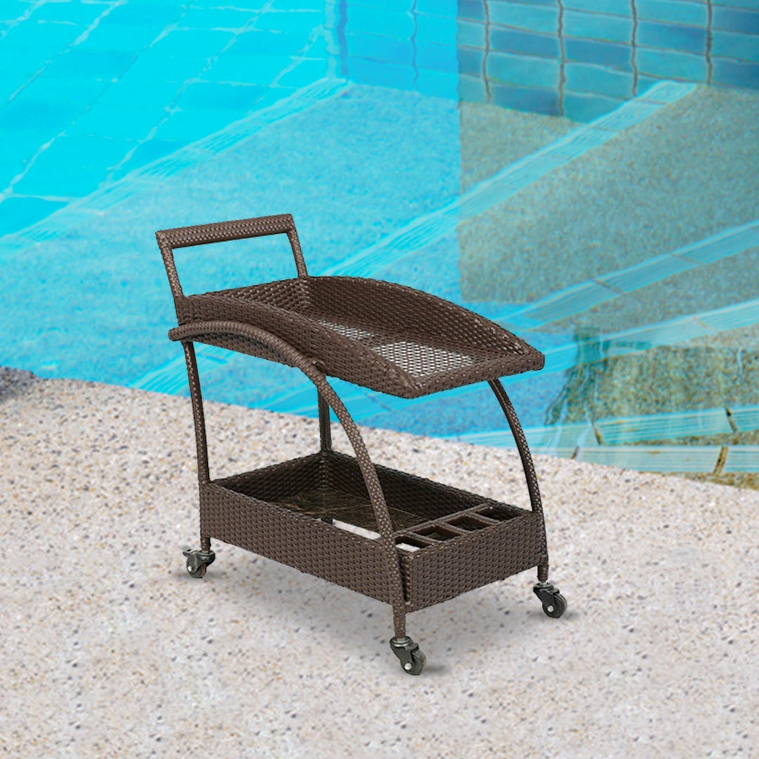 Ivon Outdoor Patio Bar Serving Cart (Brown)