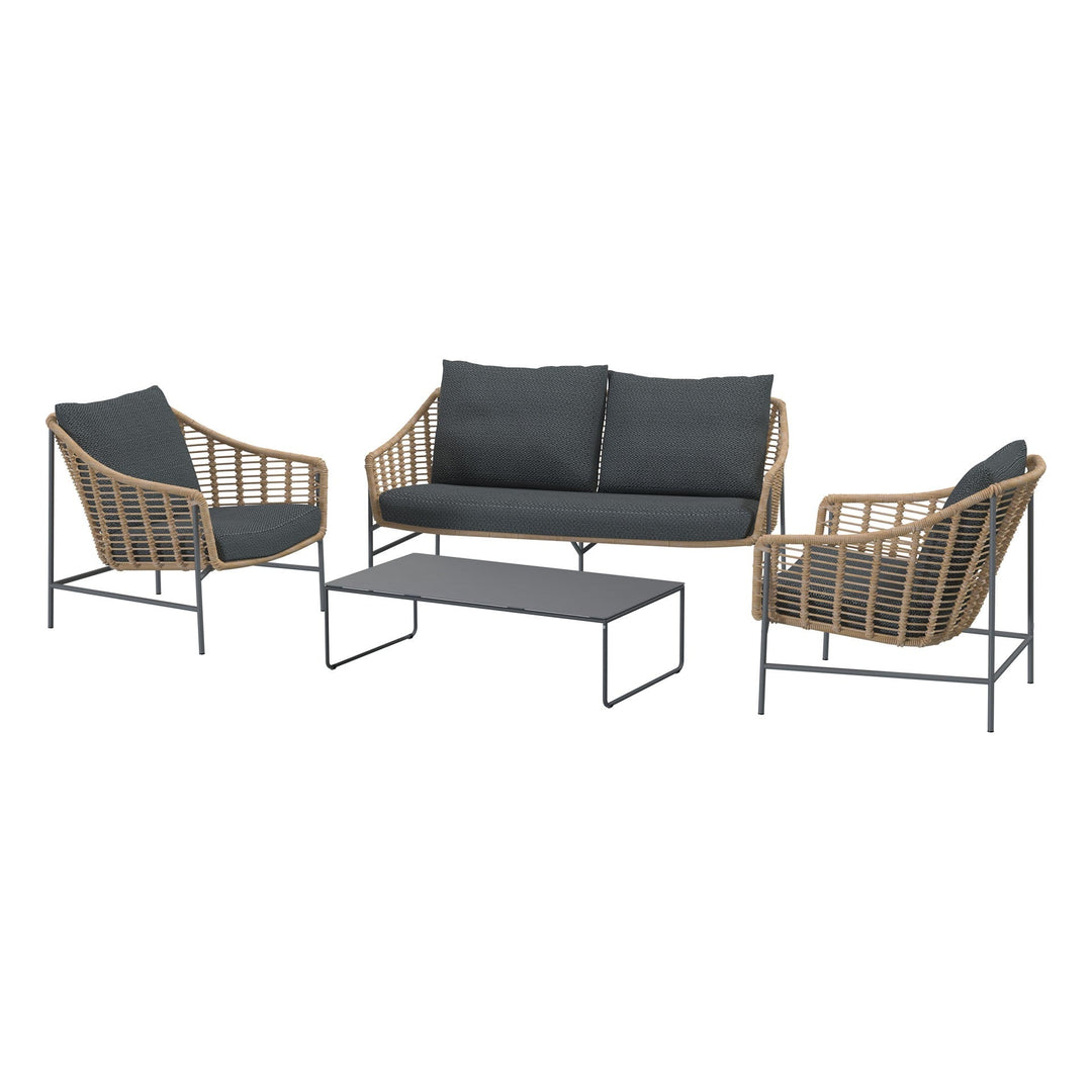 Livia Outdoor Garden Balcony Sofa Set 2 Seater, 2 Single seater and 1 Center Table Set (Tan)