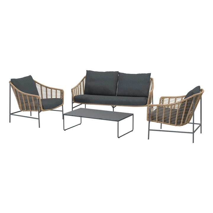 Livia Outdoor Garden Balcony Sofa Set 2 Seater, 2 Single seater and 1 Center Table Set (Tan)