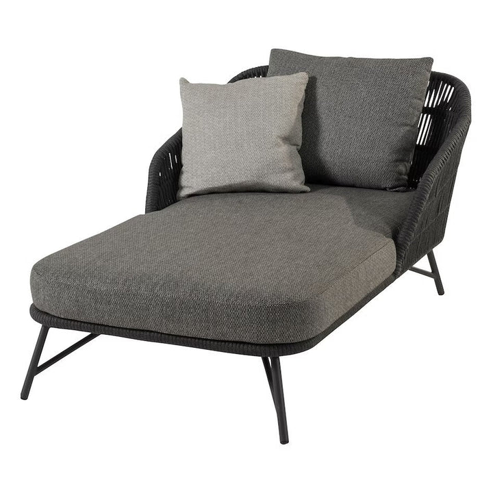 Evana Outdoor Swimming Poolside Lounger With  1 Side Table (Grey) Braided & Rope