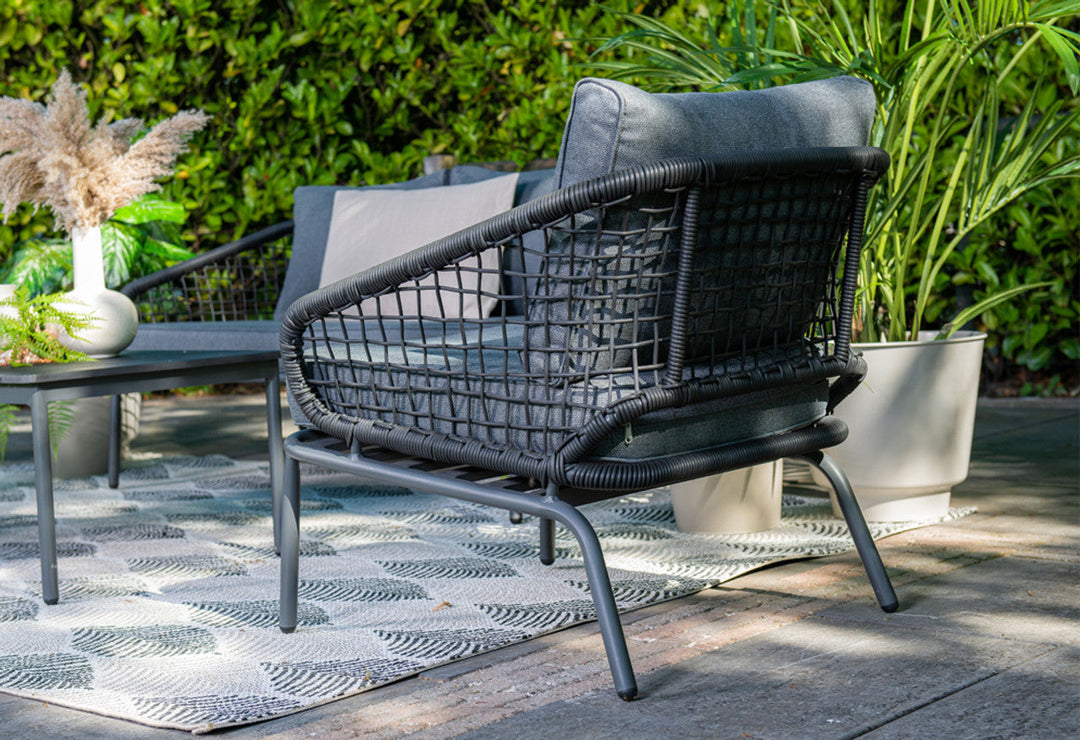 Kelly Outdoor Garden Balcony Sofa Set 2 Seater, 2 Single seater and 1 Table Set (Dark Grey)