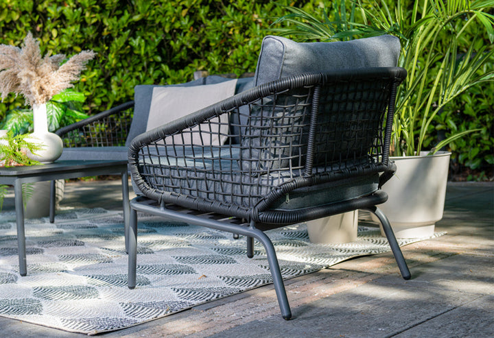 Kelly Outdoor Garden Balcony Sofa Set 2 Seater, 2 Single seater and 1 Table Set (Dark Grey)