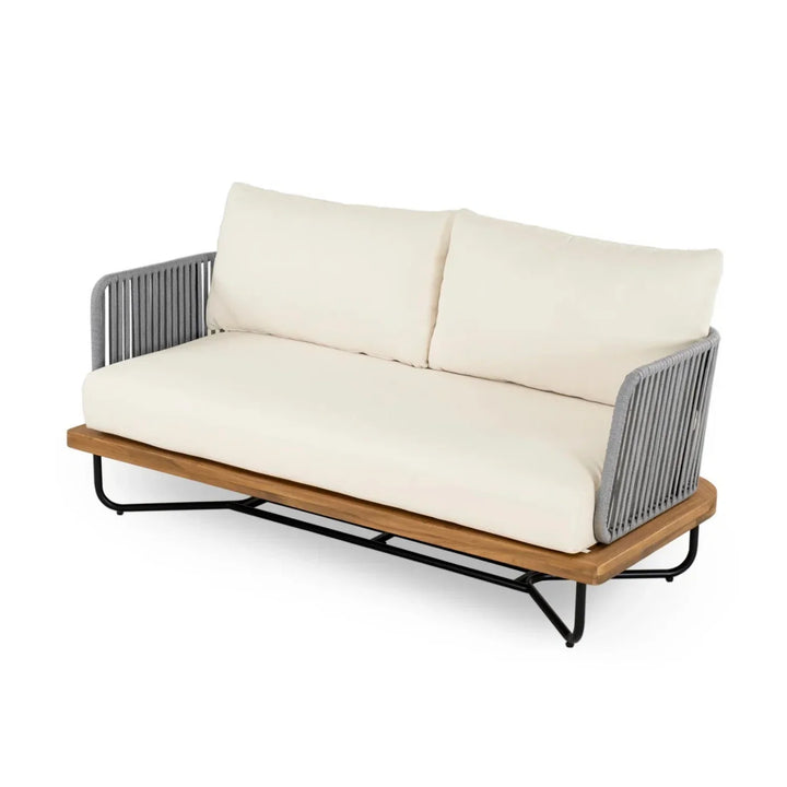 Navisha Outdoor 6-Piece Rope Woven Conversation Sofa Set with Wooden Top Table