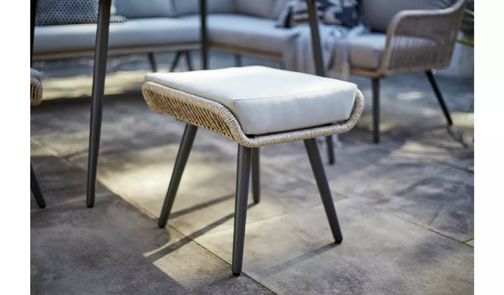 Stash Outdoor Garden Balcony Sofa Set 5 Seater  and 1 Center Table With 2 Ottoman Set (Tan)