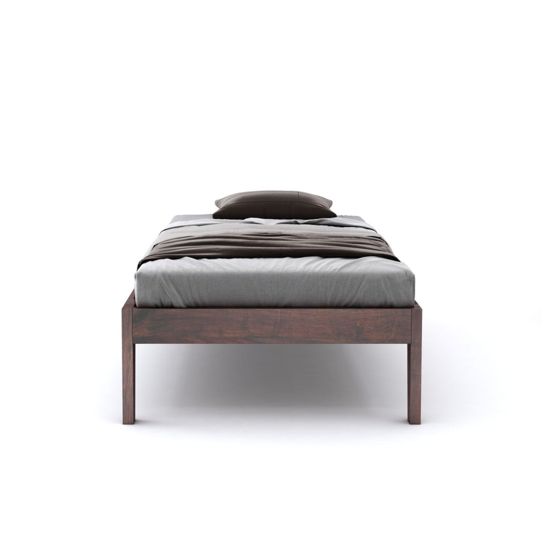 Coraline Solid Sheesham Wood Single Bed Without Storage (Walnut Finish)